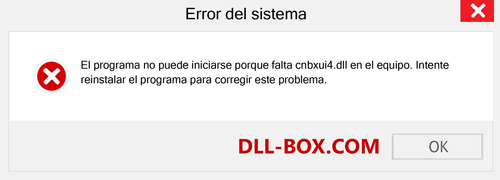 ¿Falta el archivo cnbxui4.dll ?. Descargar para Windows 7, 8, 10 - Corregir cnbxui4 dll Missing Error en Windows, fotos, imágenes